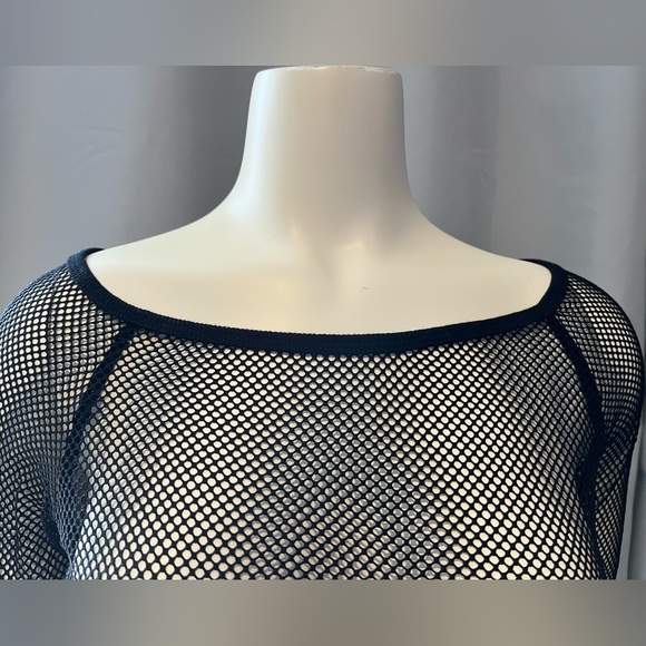 Bebe Black Fishnet Long Sleeve Top - Picture 3 of 8